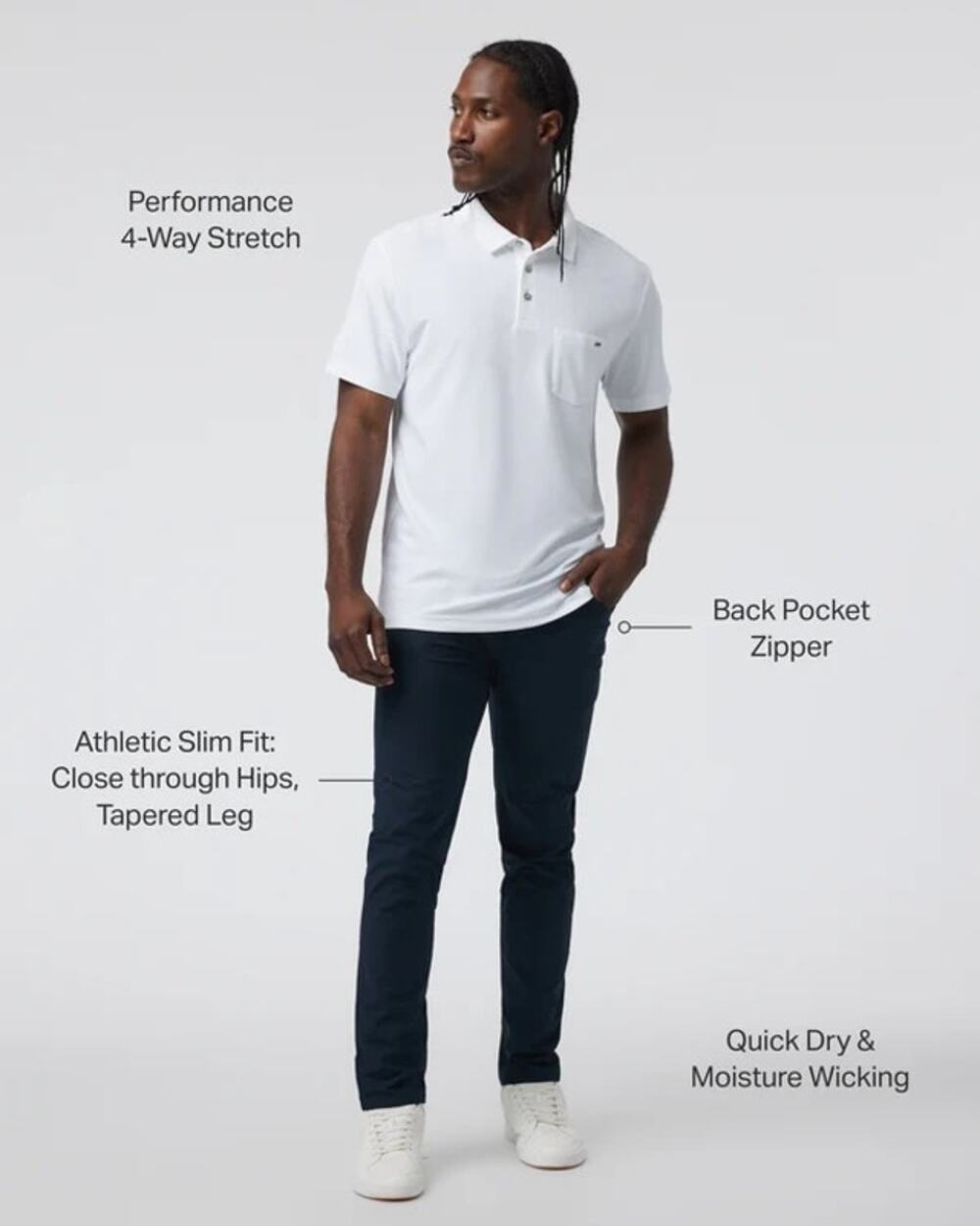 Vuori Pants Mens Meta Athletic Slim Chino Navy Blue 36x31 Stretch Golf V4009